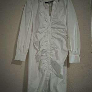 Elegant White Ruched Dress